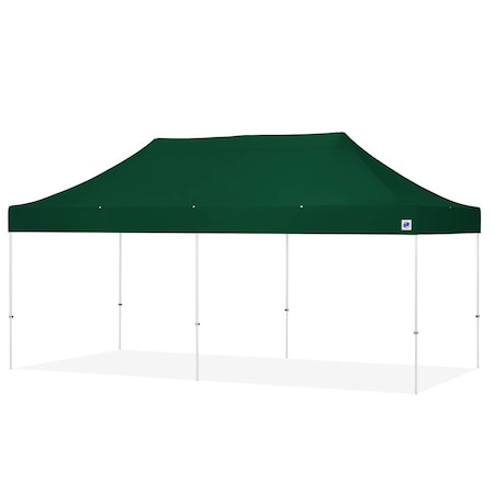 E-Z Up TAA Compliant Eclipse Shelter, 10' W x 20' L, White Steel Frame, Forest Green Vented Top EC3STL20KFWHTVMCFG